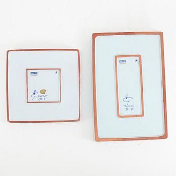 Stig Lindberg, fat, 2 st, fajans, "Karneval", Gustavsbergs studio.