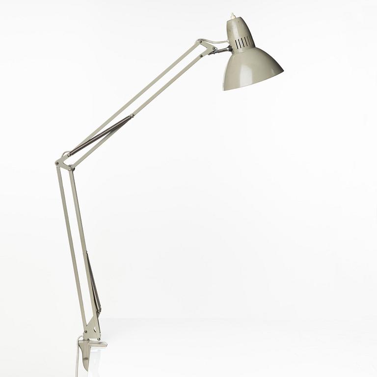 A grey lacquered metal desk lamp, possibly by Asea, Sweden mid 20th century.