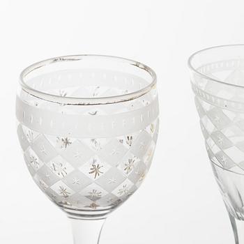 Starkvinsglas, 20 stycken, sengustavianska, olika manufakturer.