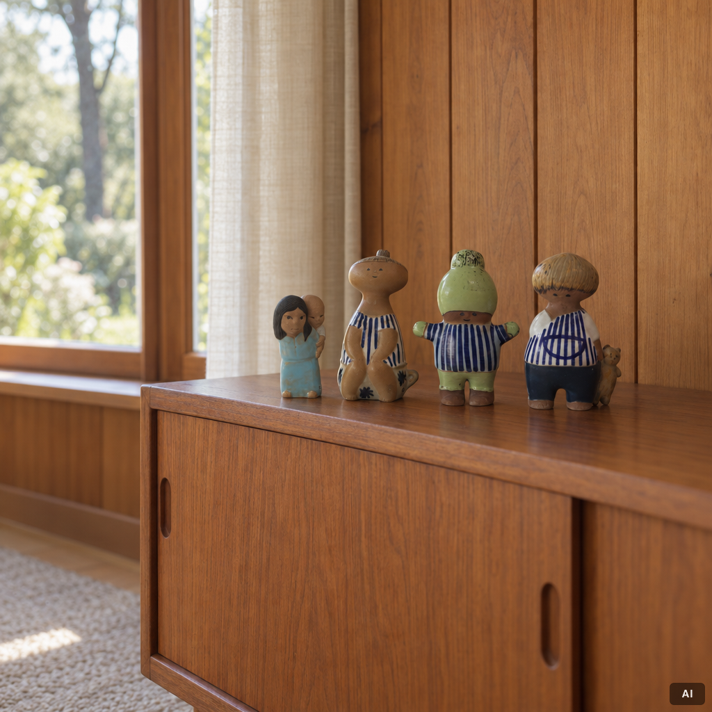 Lisa Larson, Figurines, 4 pcs, “Larsons ungar” and “Världens barn”, Gustavsberg.