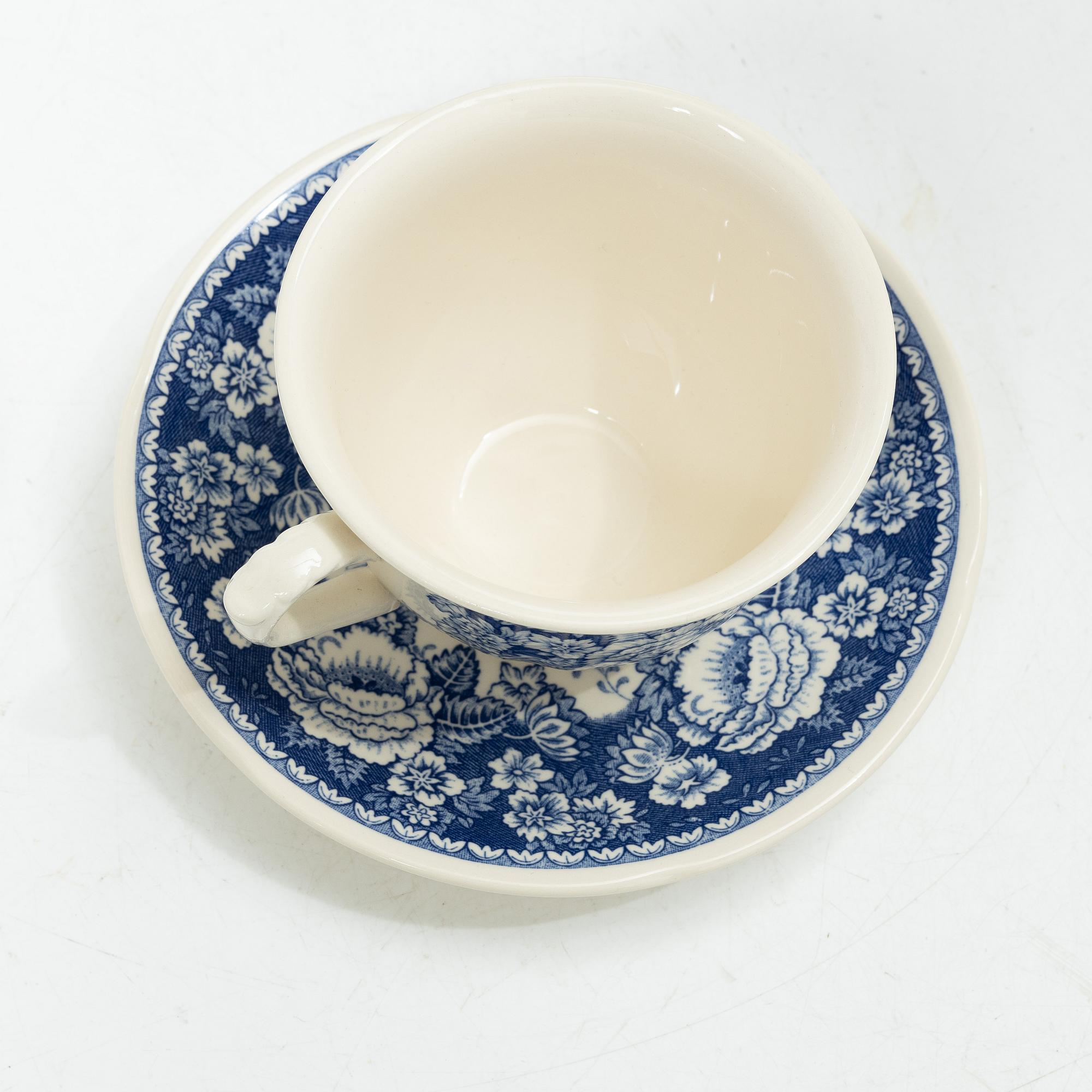 Servis, "Blue & White", 44 delar, flintgods, Mason's Crabtree & Evelyn, London, samtida.
