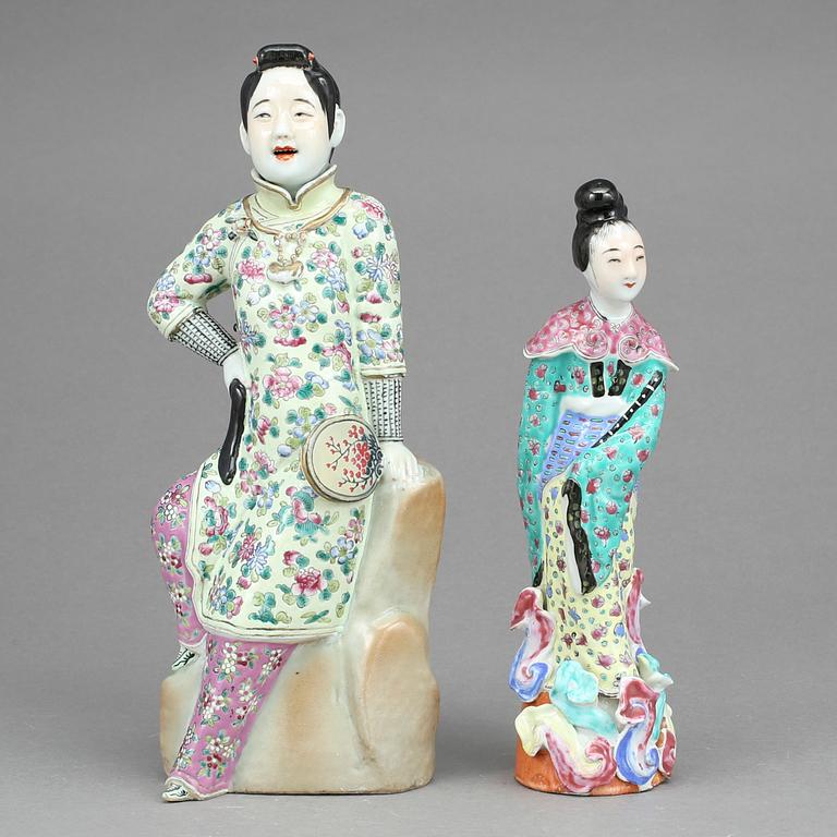 FIGURINER, 2 st, porslin, Kina 1800-tal.