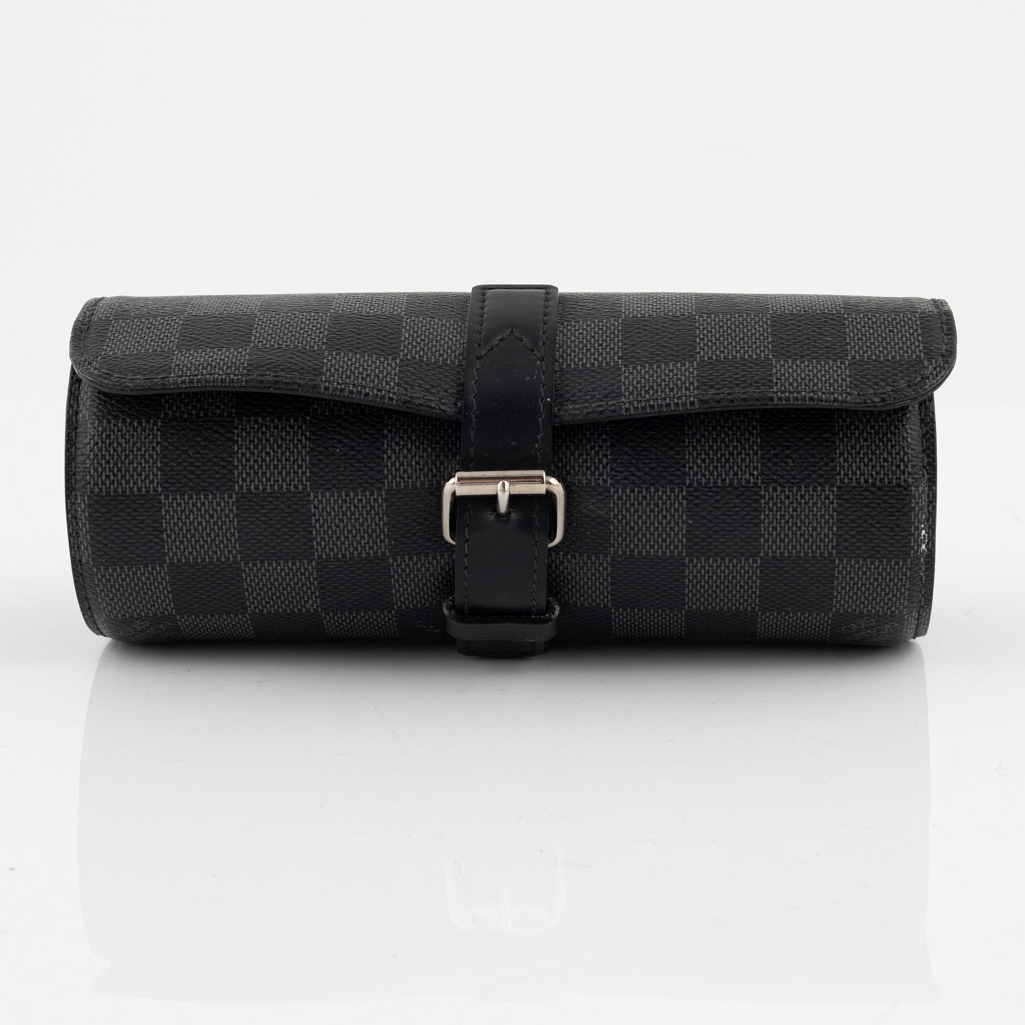 Louis Vuitton, a Damier Graphite watch case, 2013.
