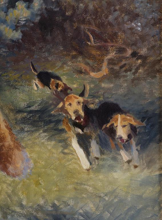 Bruno Liljefors, Hunter with shot fox.