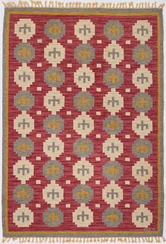 Anna-Greta Sjöqvist, rug, flat weave, approx. 215 x 152 cm, signed AGS.