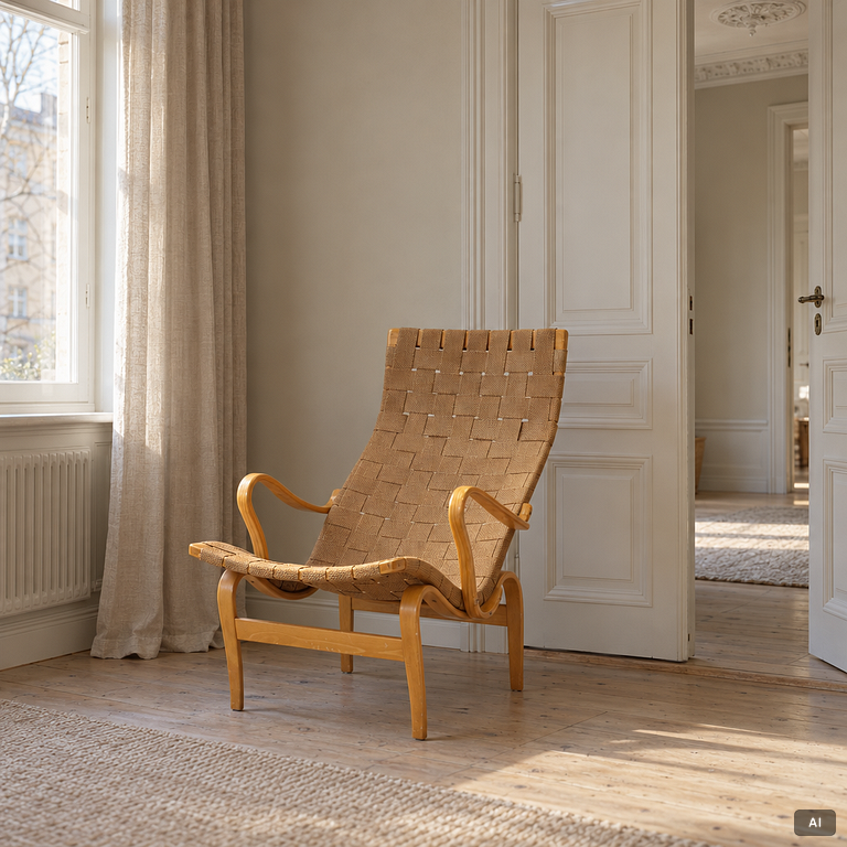 Bruno Mathsson, Armchair, 'Pernilla', Firma Karl Mahtsson, Värnamo, 1944.