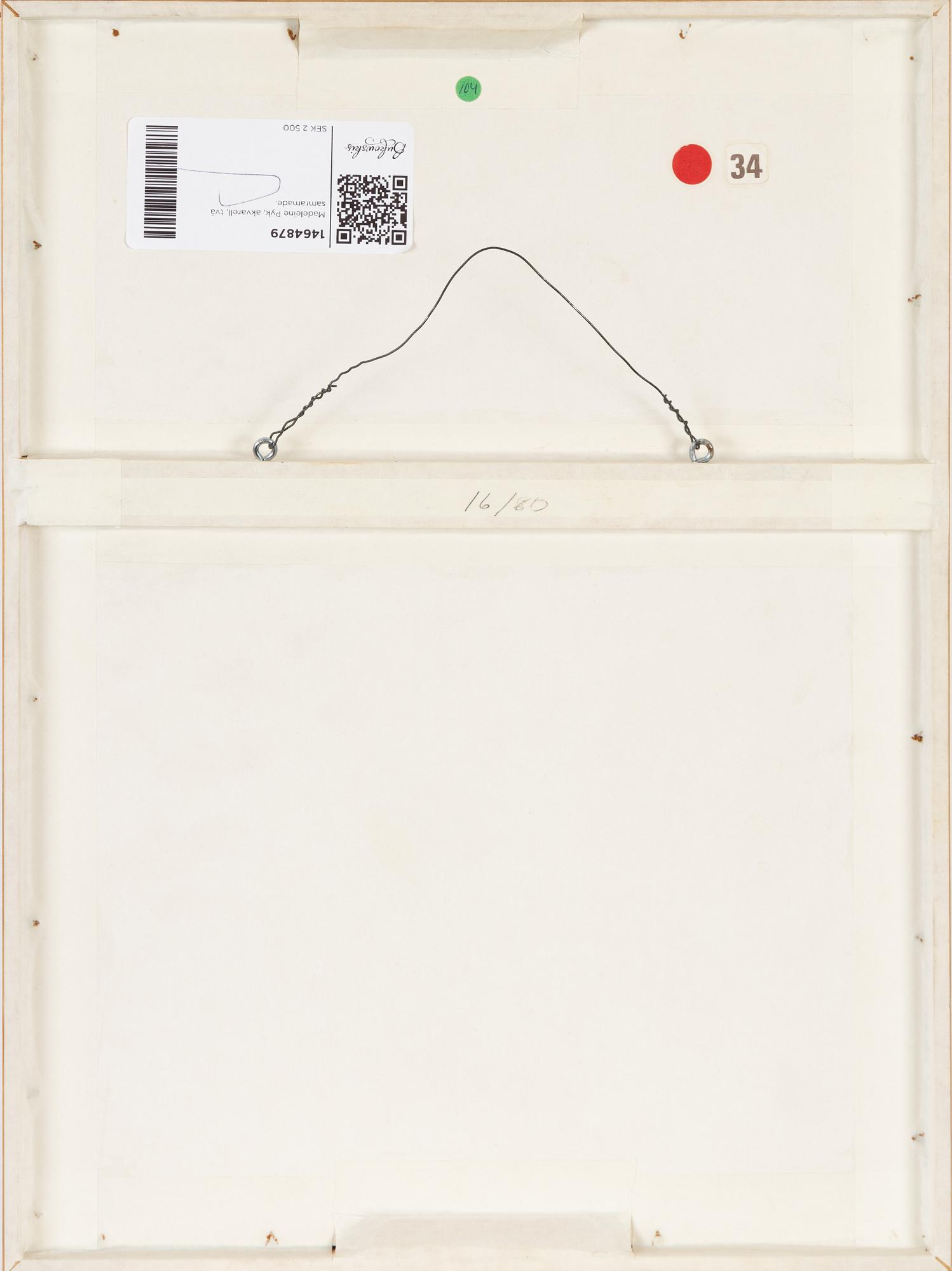 Madeleine Pyk, gouache, signerad och daterad Nice 1990.