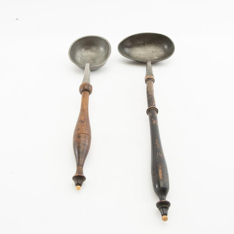Bowl spoons/Soup spoons 2 pcs 19th century, tin.