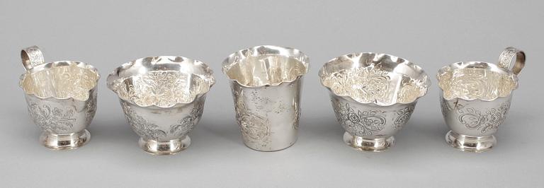 PARTI SILVER 5 delar, Lisa Andersson, Fellingsbro, 1976. Vikt 207 gram.