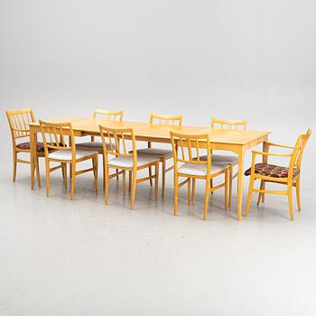 Carl Malmsten, a 'Talavid' dining table and eight chairs, late 20th Century.