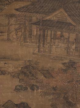 A scroll painting by anonymous artist, ink and colour on paper, late Ming/early Qing dynasty after an old master.