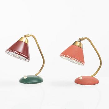 Vägglampor, ett par snarlika, EWÅ, 1950/60-tal.