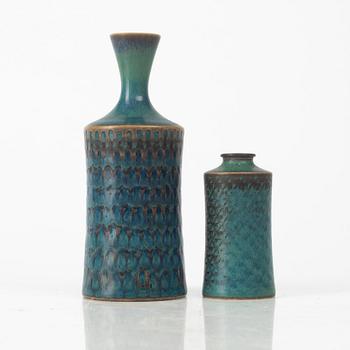 Stig Lindberg, two stoneware vases, Gustavsbergs Studio, Sweden, 1964.