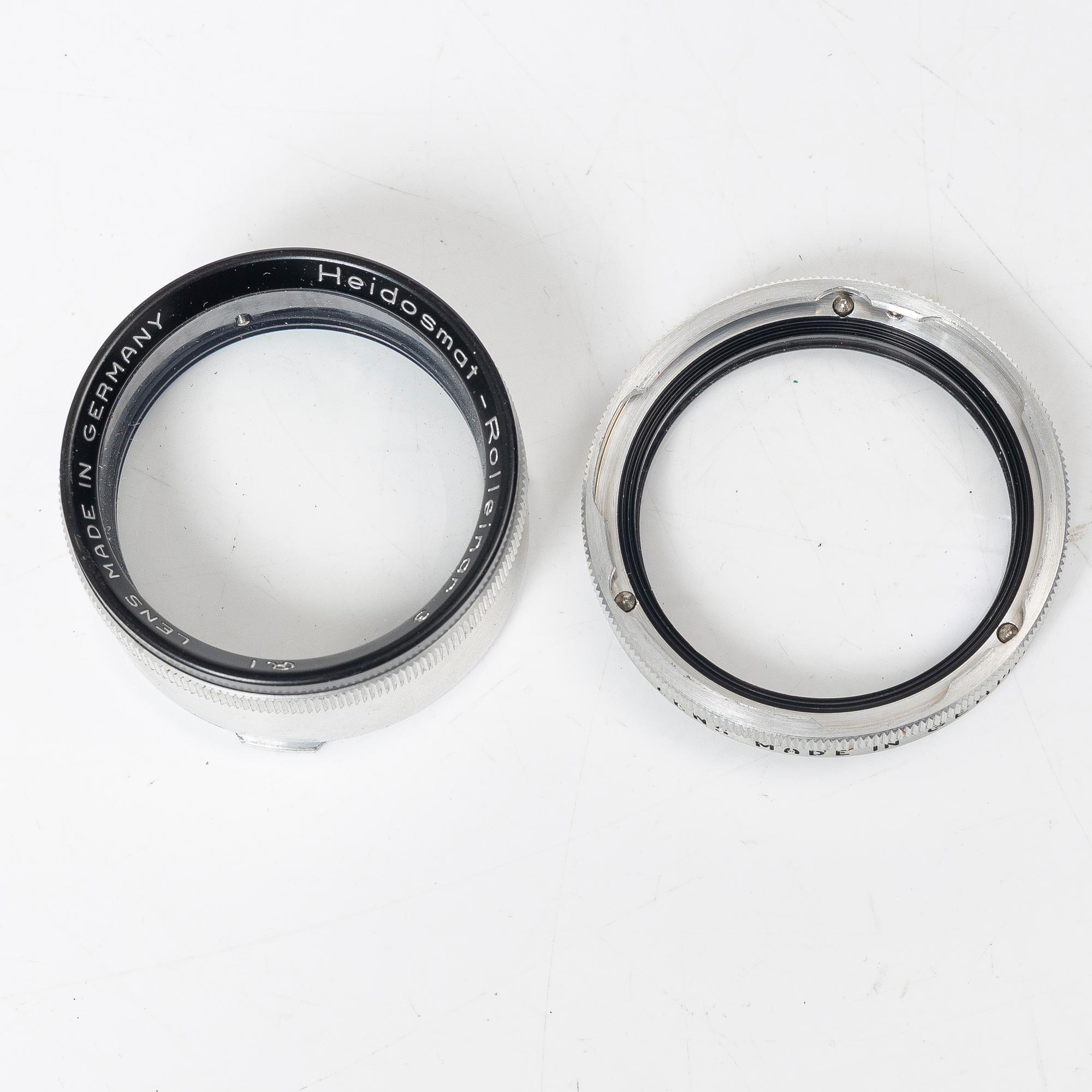 Mellanformatskamera, Rolleiflex, med väska och tillbehör, Franke & Heidecke, 1900-talets mitt, Tyskland.