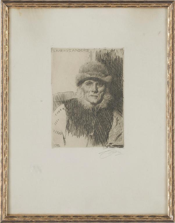 ANDERS ZORN, etsning, signerad med blyerts. Utförd 1919.