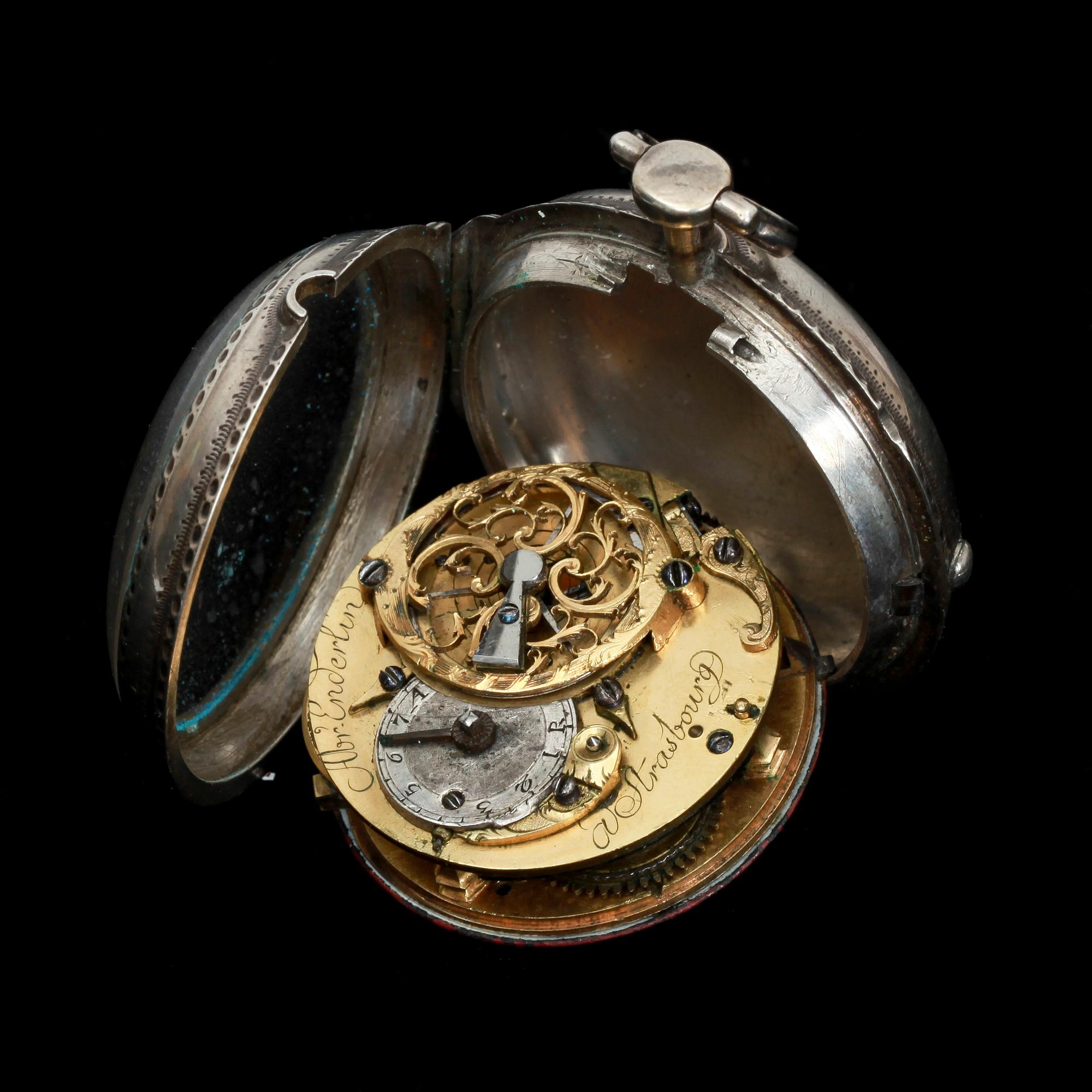 FICKUR, spindelgång, silver, 1700-talets senare del.
