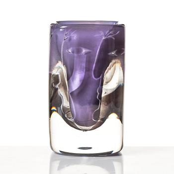 Ingeborg Lundin, an "ariel" glass vase, 'Ansikten' (Faces), Orrefors, Sweden 1969.