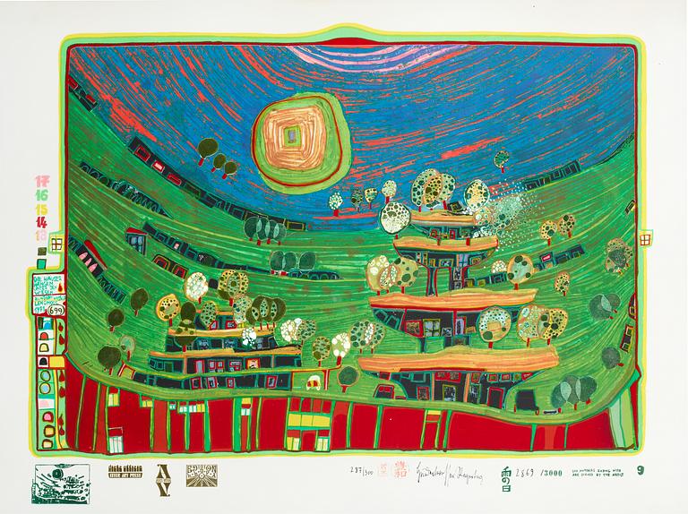 Friedensreich Hundertwasser, "Look at it on a rainy day (The Regentag portfolio)".