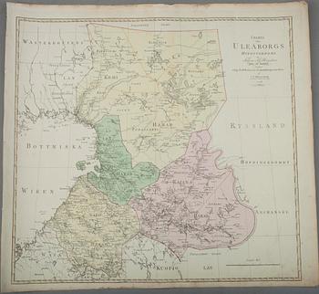 KARTA. Charta öfver Uleåborgs Höfdingedöme 1798, C.P. Hällström, gravör Fr. Akrel.
