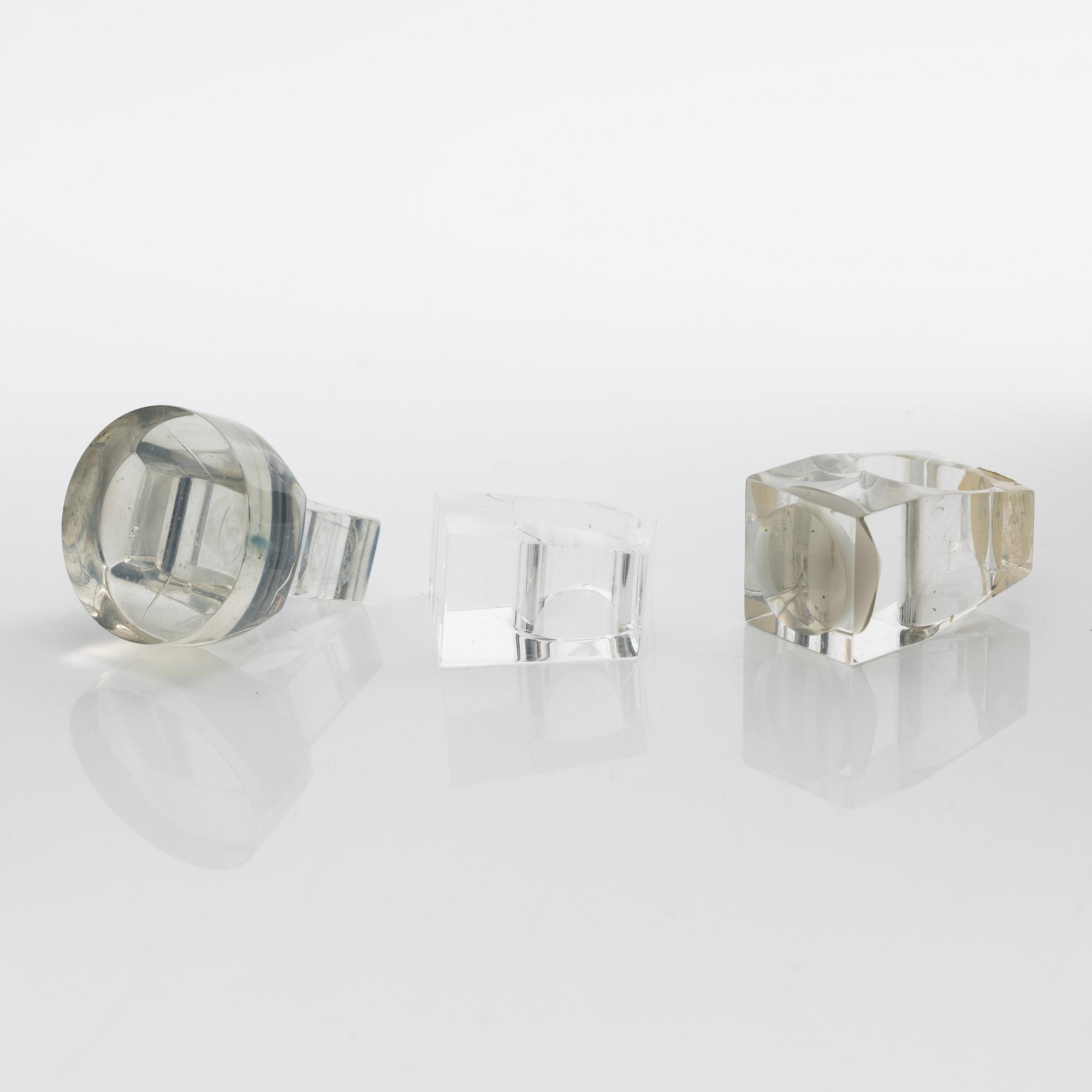 Siv Lagerström, three acrylic rings, 1970s.
