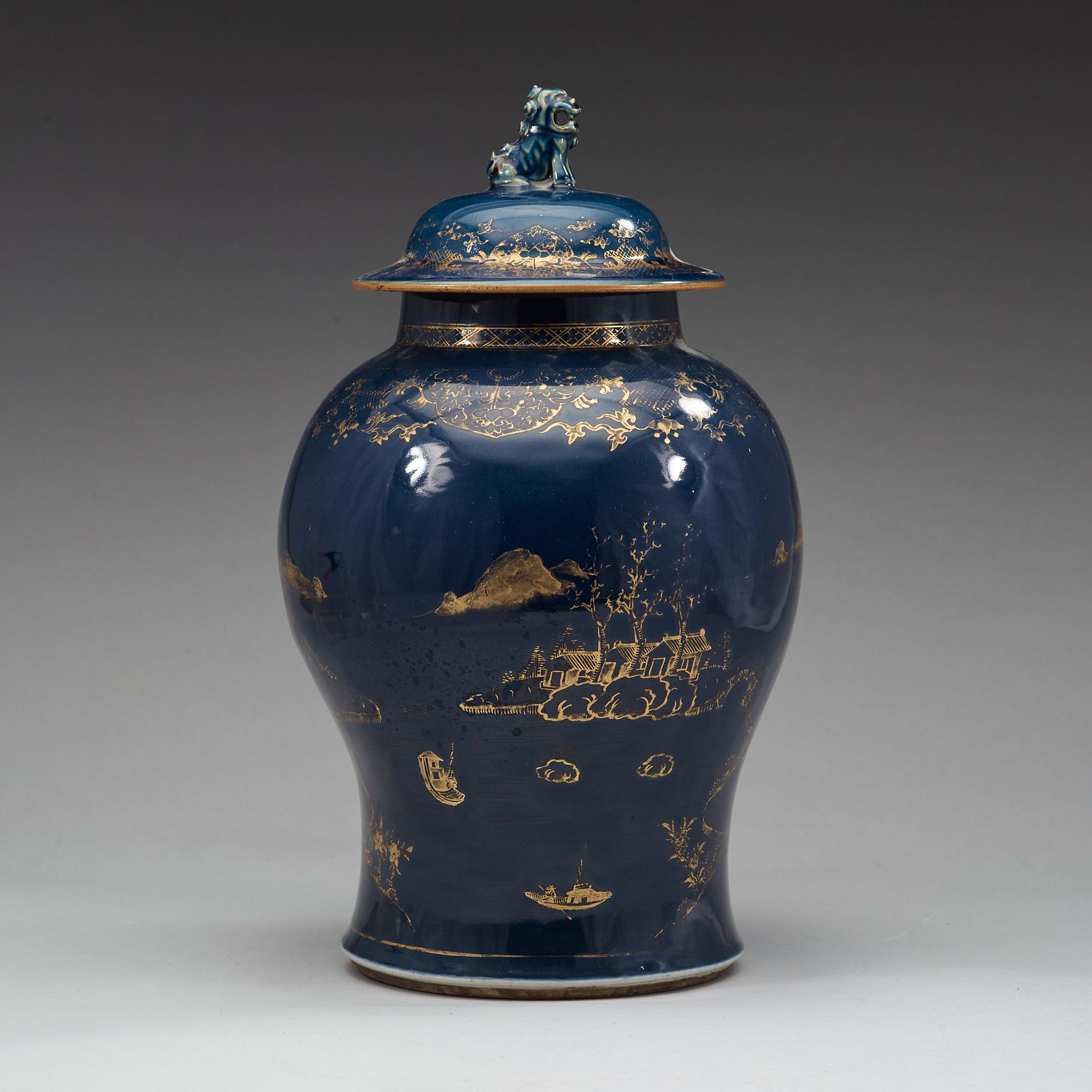 A 'powder blue' jar with cover, Qing dynasty, Qianlong (1736-95).