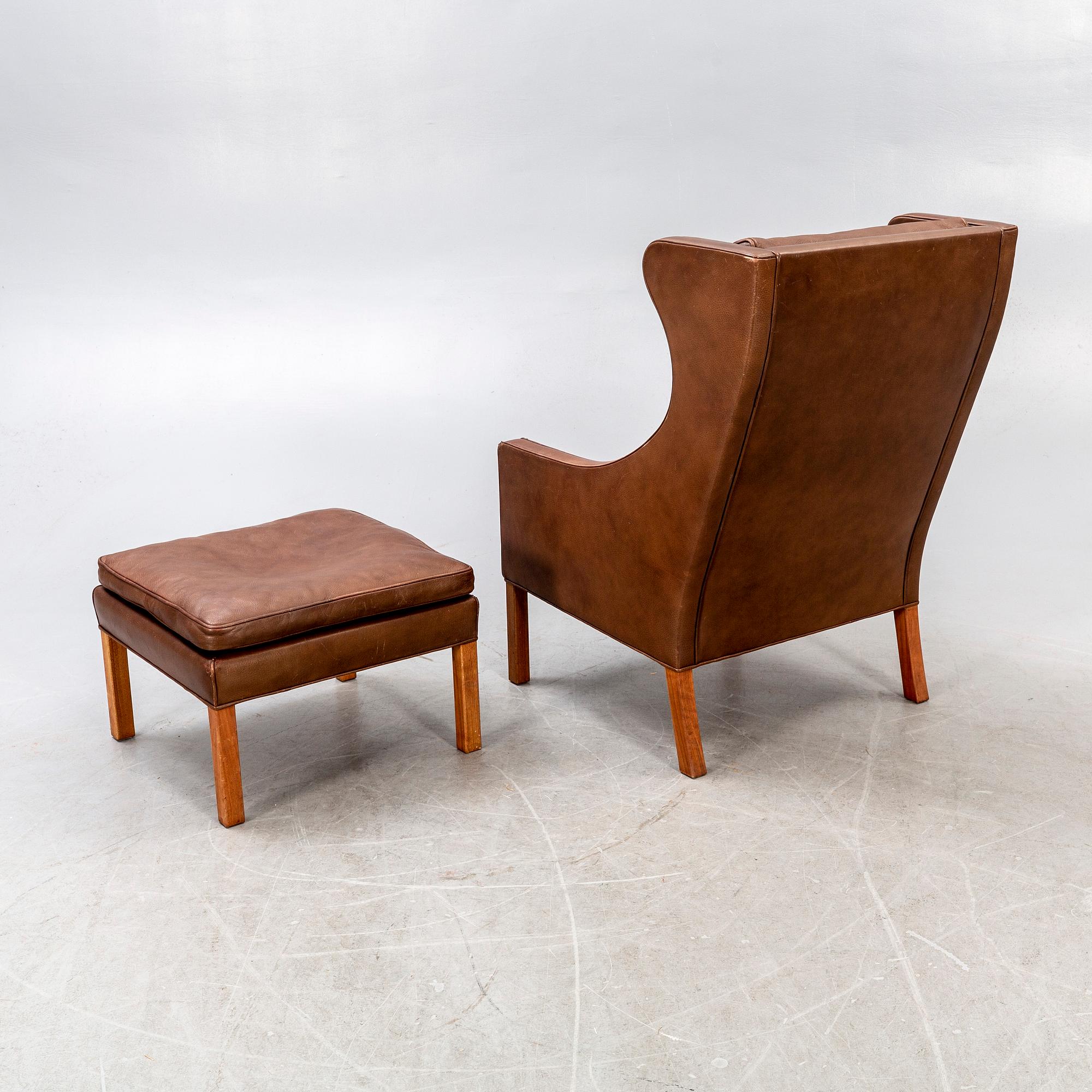Børge Mogensen, armchair and stool model 2204  later part of the 20th century.