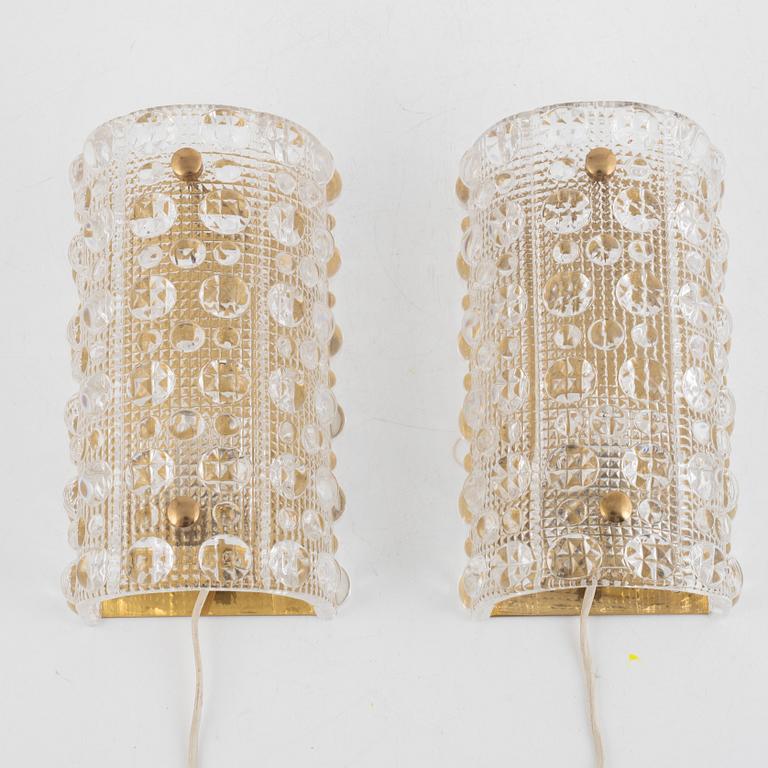 Carl Fagerlund, a pair of wall lamps, Orrefors.