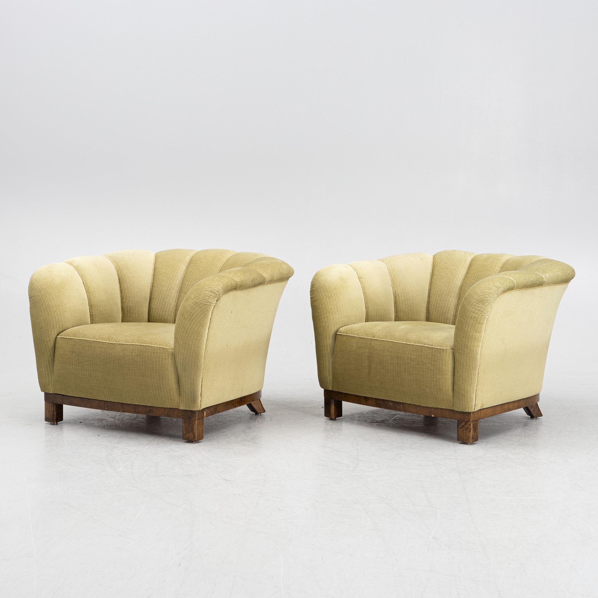 Fåtöljer, ett par, Swedish modern, 1930-tal.