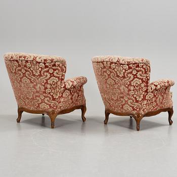 FÅTÖLJER, ett par, rokoko-stil, 1900-talets andra kvartal.
