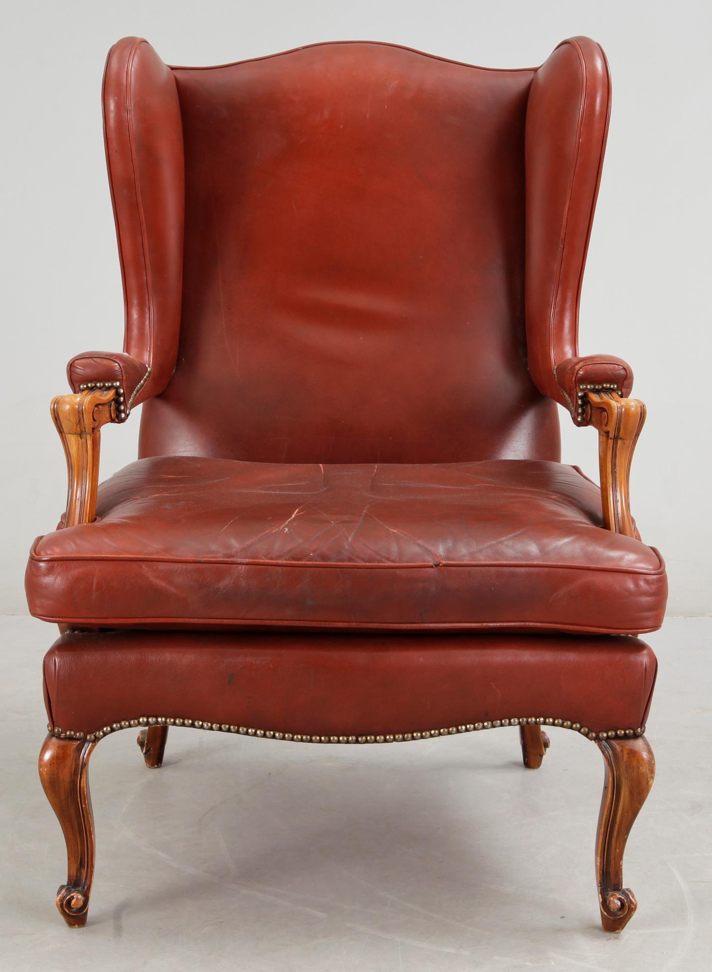 ÖRONLAPPSFÅTÖLJ, rokokostil, sent 1900-tal.