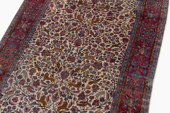 An antique pictoral silk Kashan, c. 205 x 128 cm.