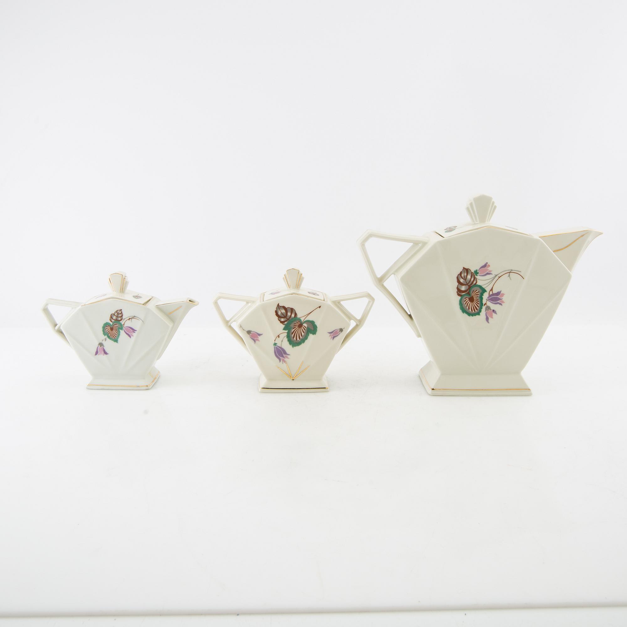 Tea service 3 dl Victoria Czechoslovakia 1930s porcelain.