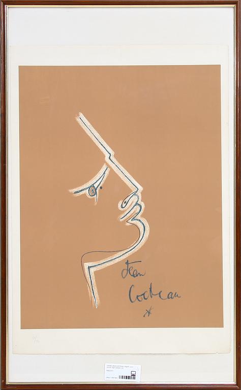 JEAN COCTEAU, litografi, numr 53/150. Sign i trycket.