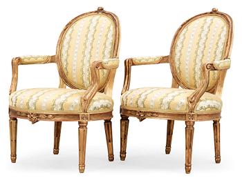 439. A pair of Gustavian 18th century armchairs.