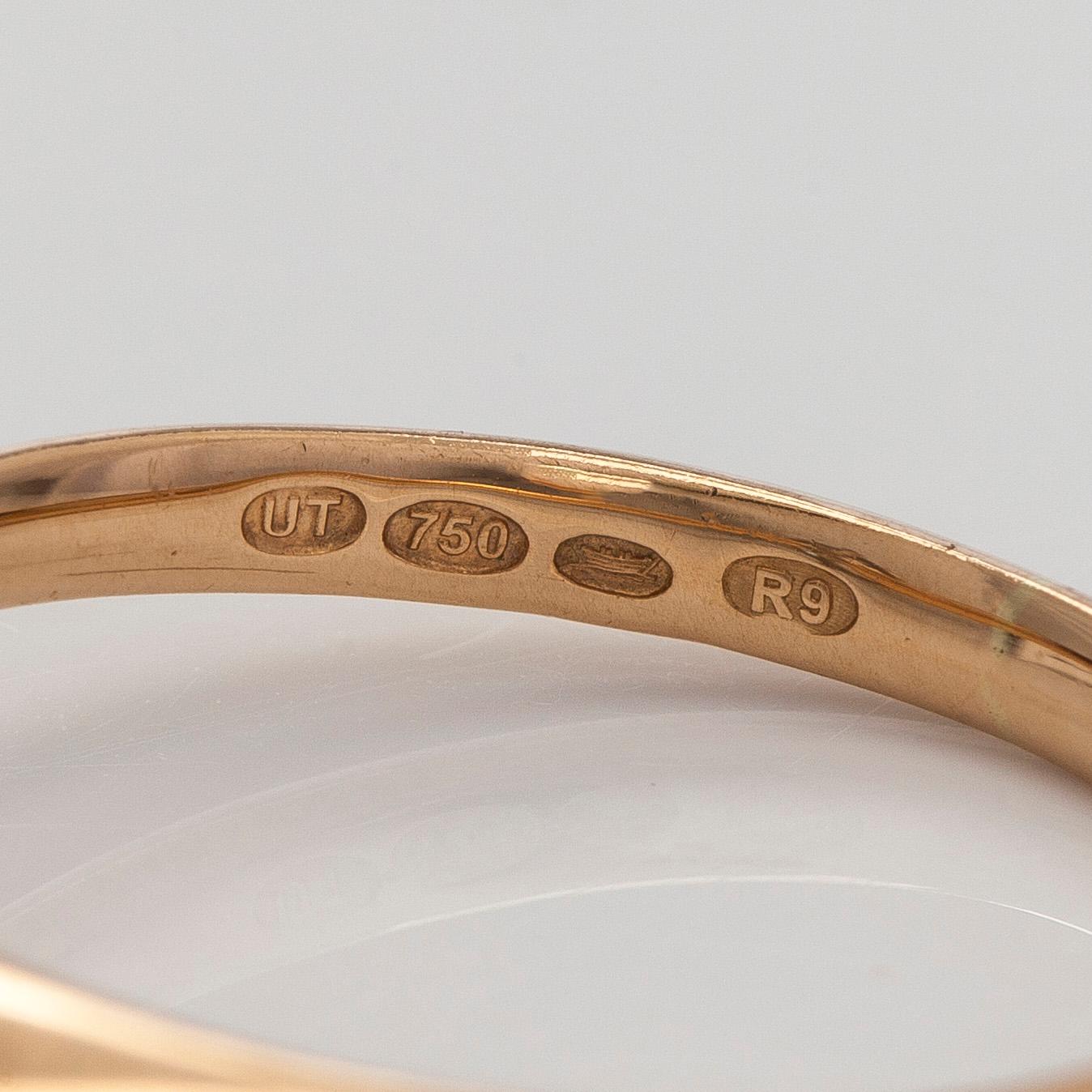 Ring, solitär, 18K guld med briljantslipad diamant 2 ct, Tarkkanen, Helsingfors 2018.