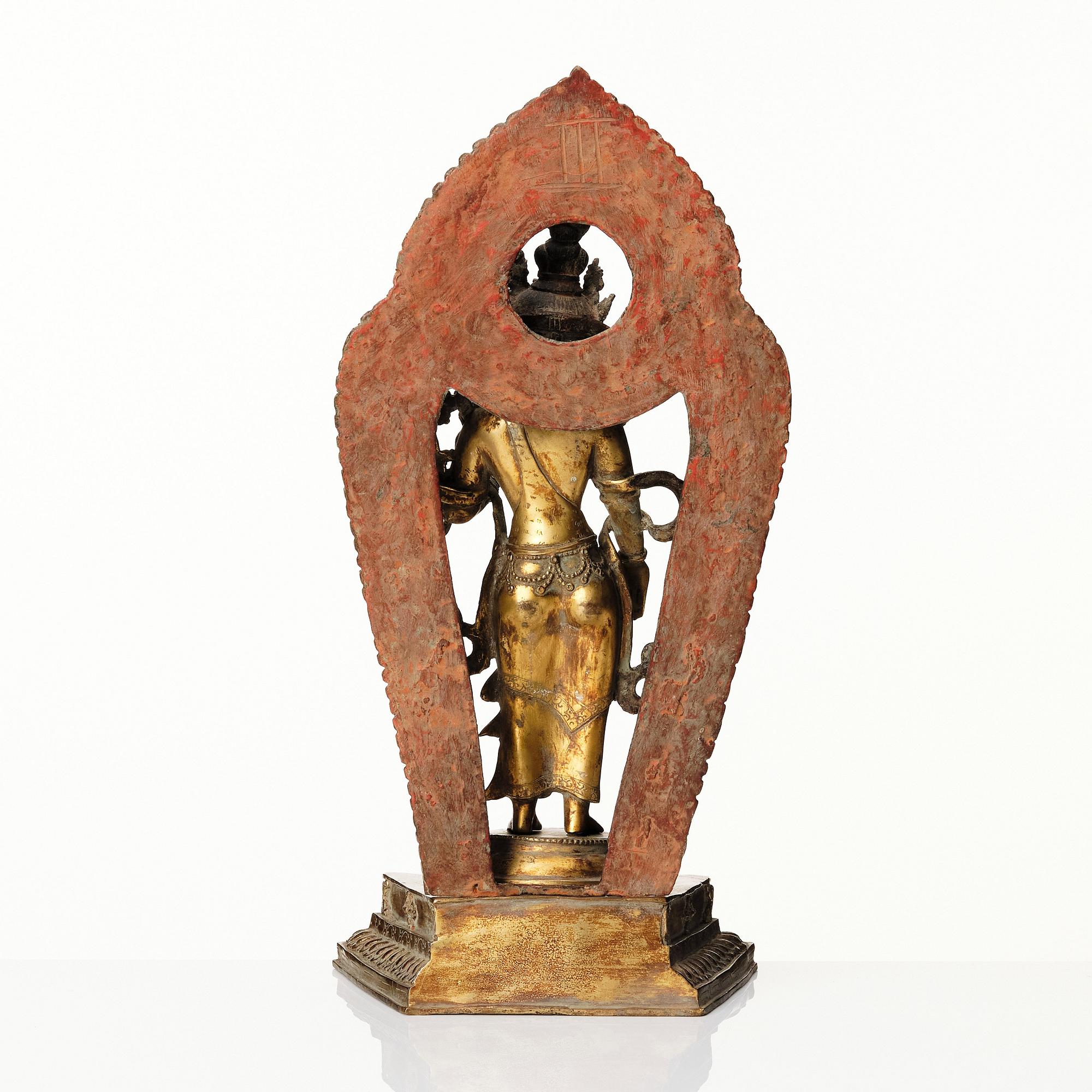 Boddhisatva, Avalokiteshvara, förgylld kopparlegering, Nepal, 1900-tal.