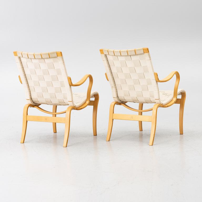Bruno Mathsson, Armchairs, a pair, "Mina", Mathsson International AB, Värnamo, 1993 & 1996.