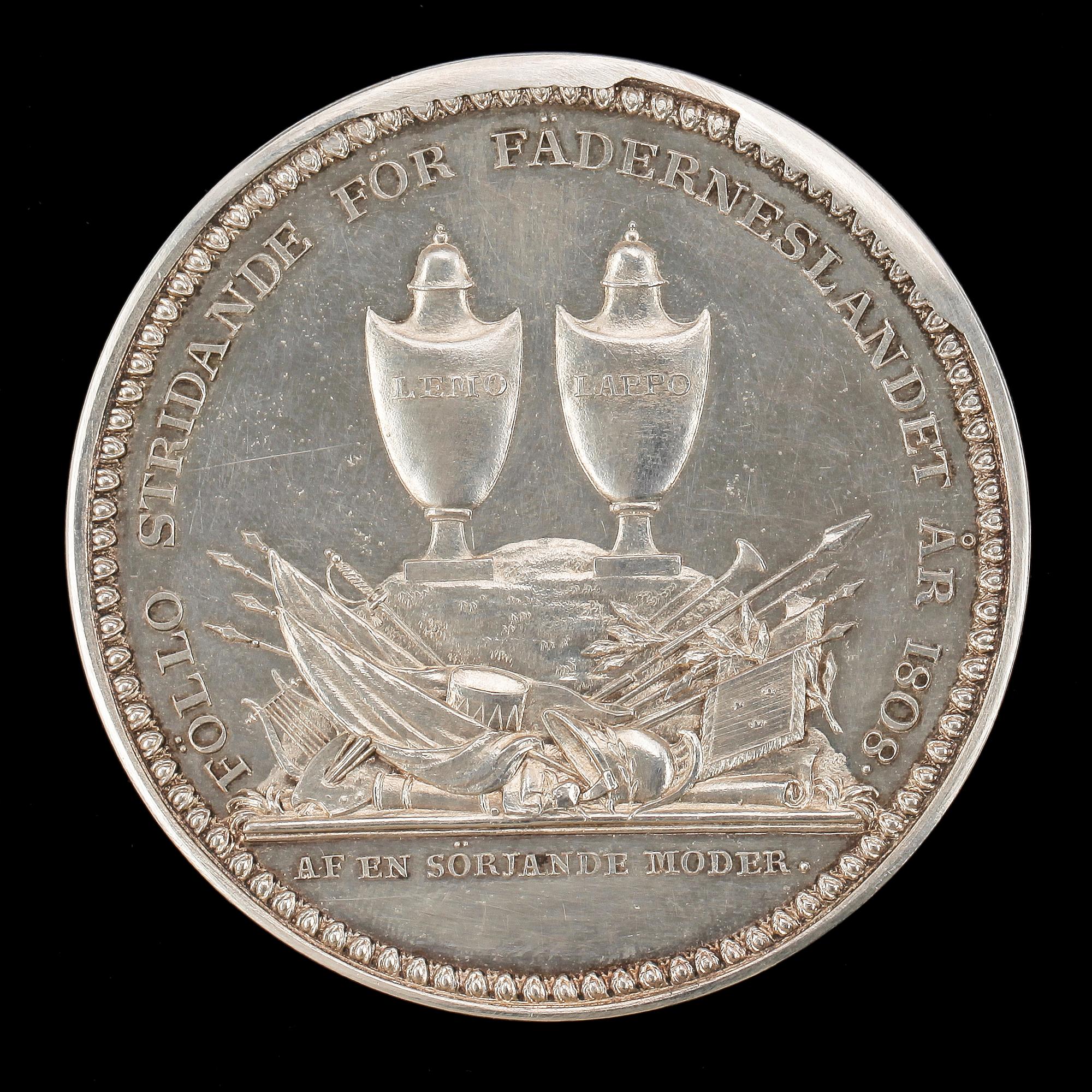 MINNESMEDALJ, silver, senare avgjutning från 1939. Vikt 86 gram.
