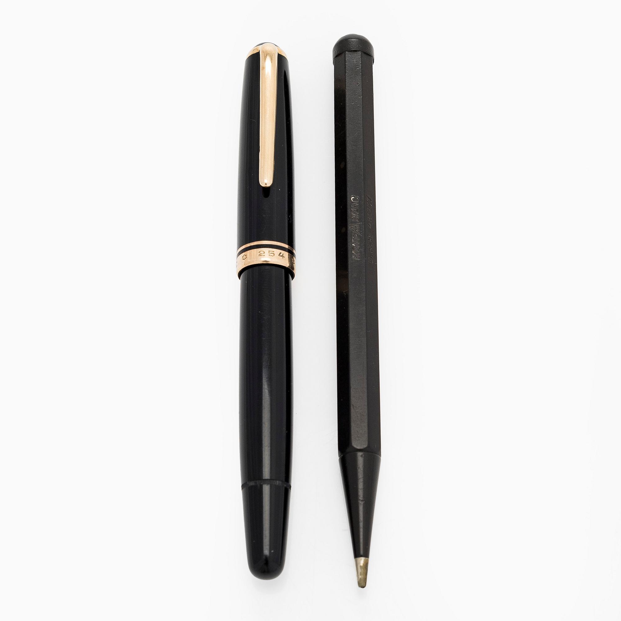 Montblanc, reservoarpenna, nr 254, samt stiftpenna, D.R.P. 481237.