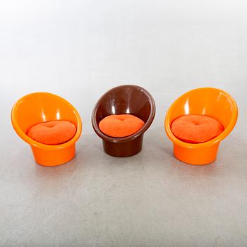 FÅTÖLJER, 3 st , "Skopa", Olle Gjerlöv-Knudsen och Torben Lind för Ikea, modellen formgiven 1974.