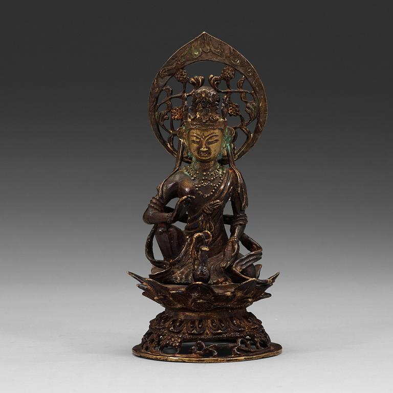 BODHISATTVA AVALOKITESHVARA, kopparlegering. Möjligen Tibet/Himalaya, 12/1300-tal.