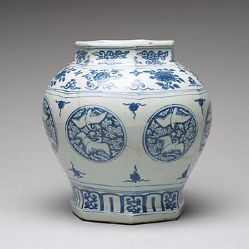 A blue and white jar, Ming dynasty, 16th Century.