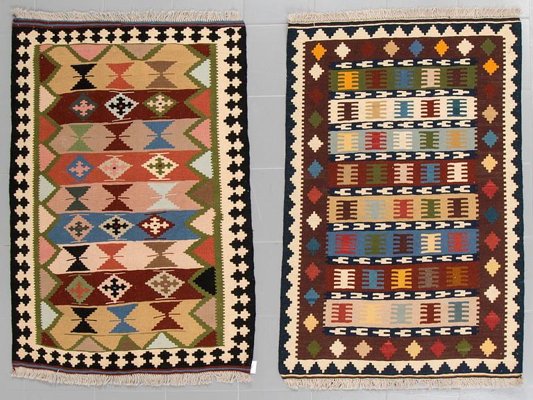 TWo VERAMIN KILIMS, 145 x 102 cm and 146 x 97 cm.