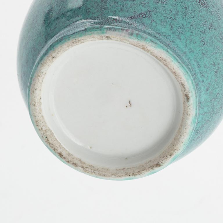A Robins egg glazed vase, Qing dynasty, 19th Century.