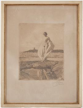 Anders Zorn · ANDERS ZORN, etsning, signerad och daterad 1915 i plåten, samt blyertssignerad.