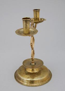 LJUSSTAKE, mässing, allmogetyp, 1800-tal.