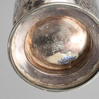 VAS samt LJUSSTAKAR, 3 st, silver, 1900-tal.