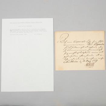 LETTER / MANUSCRIPTS, 7 st, members of the family von Fersen.