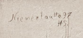 Hugo Simberg, linjeetsningar, 2 st, plåtsignerade.