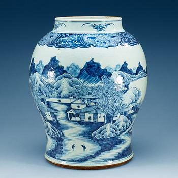 1733. A large blue and white jar, Qing dynasty, Jiaqing (1796-1820).